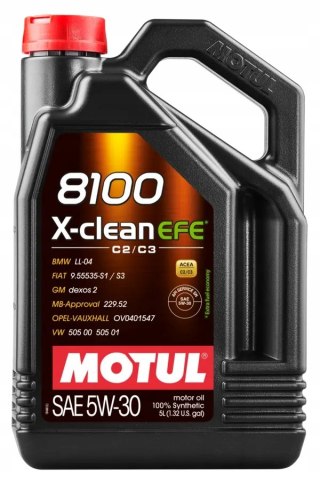 OLEJ SILNIKOWY SYNTETYCZNY MOTUL OLEJ MOTUL 5W30 5L X-CLEAN 8100 EFE C2/C3