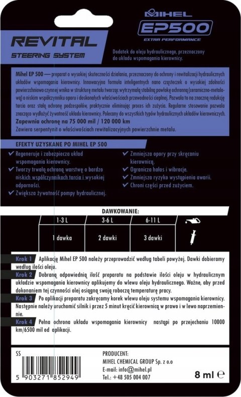 Regeneracja MIHEL EP500 do układów wspomagania Regeneracja MIHEL EP500 do układów wspomagania