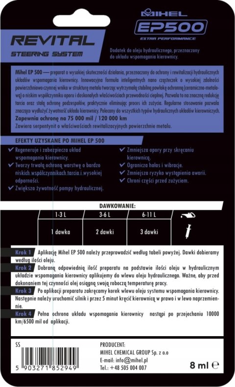Regeneracja MIHEL EP500 do układów wspomagania Regeneracja MIHEL EP500 do układów wspomagania