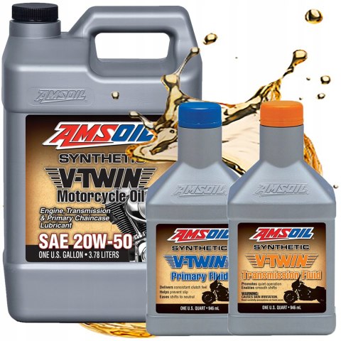 OLEJ ZESTAW HARLEY AMSOIL 20W50 SILNIK MCV + SKRZYNIA MVT + SPRZĘGŁO MVP