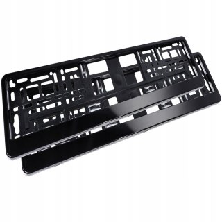 RAMKI RAMKA POD TABLICE REJESTRACYJNA REJESTRACYJNE CZARNE POŁYSK 2 SZTUKI