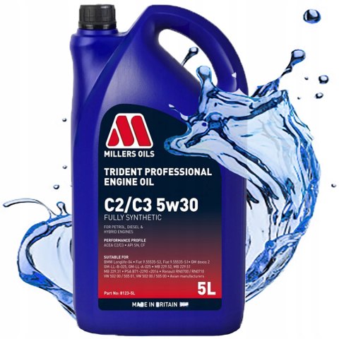 OLEJ SILNIKOWY SYNTETYCZNY MILLERS TRIDENT PROFESSIONAL C2 C3 5W30 LL04 5L